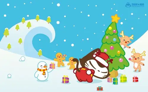 卡通可爱圣诞节图片宽屏电脑桌面主题壁纸(二)