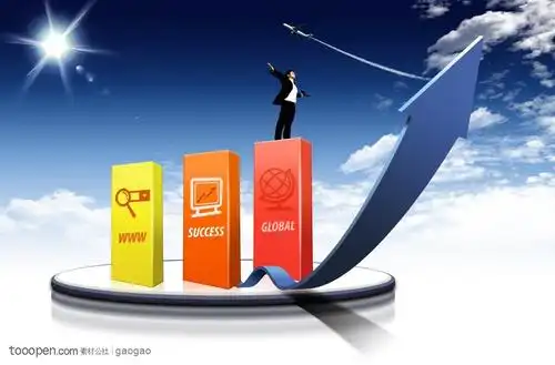 商业广告素材-箭头指示上的商务人士