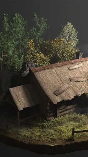 壁纸3d设计,小屋,树木 1920x1440 hd 高清壁纸, 图片, 照片