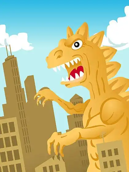 恐龙怪兽攻击一个城市