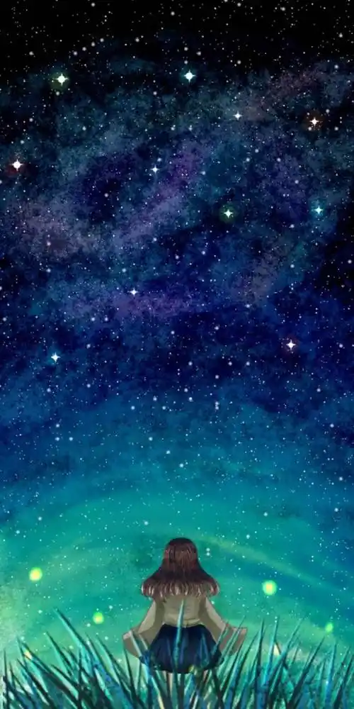 夜空水粉画 星空水粉画教程