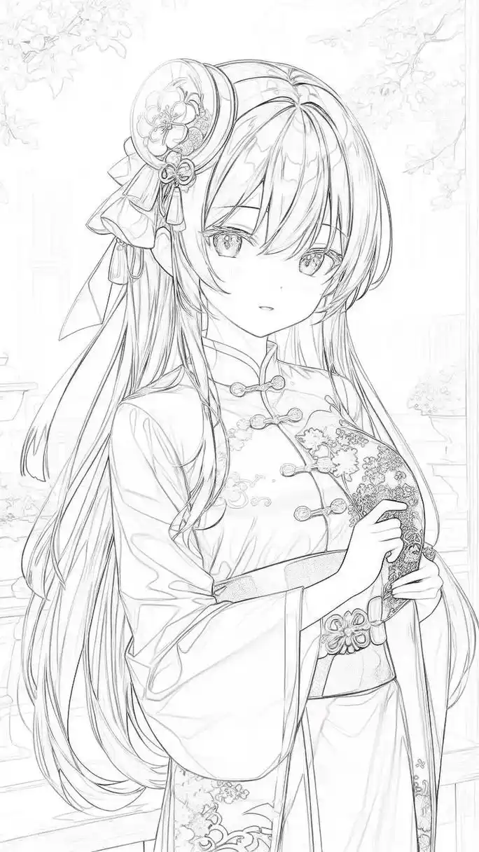 中国风漫画人物线稿,可下载可描摹.