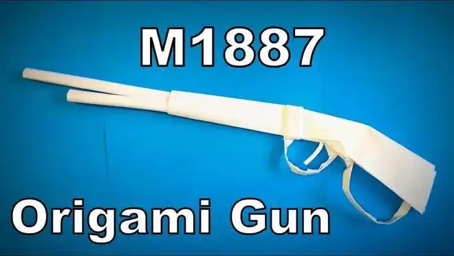 折纸温彻斯特m1887霰弹枪家里的黑色纸又能派上用场啦