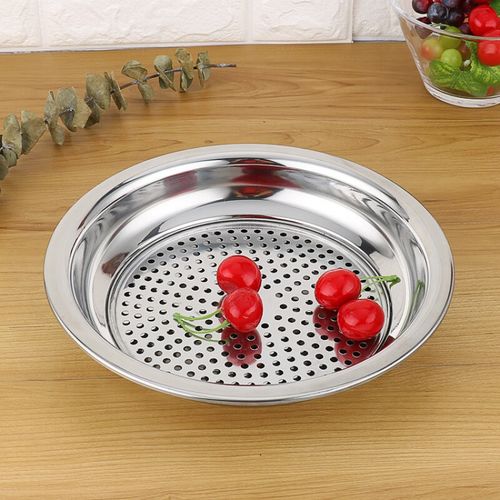 嘉际饺子盘带醋碟可沥水加厚不锈钢饺子盘水饺蒸盘水果托盘菜盘多功能