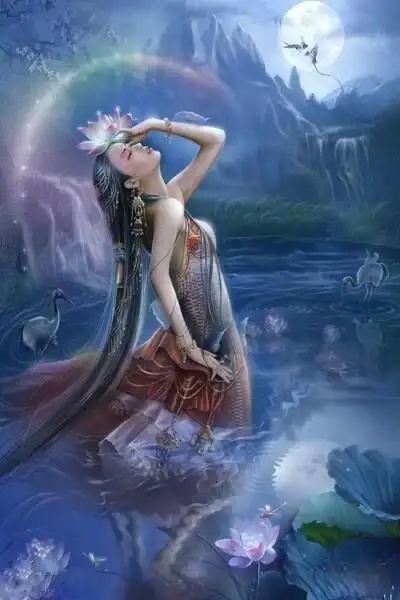 cg插画手绘扉页彩绘 壁纸游戏 美人美女 美人鱼蛟人