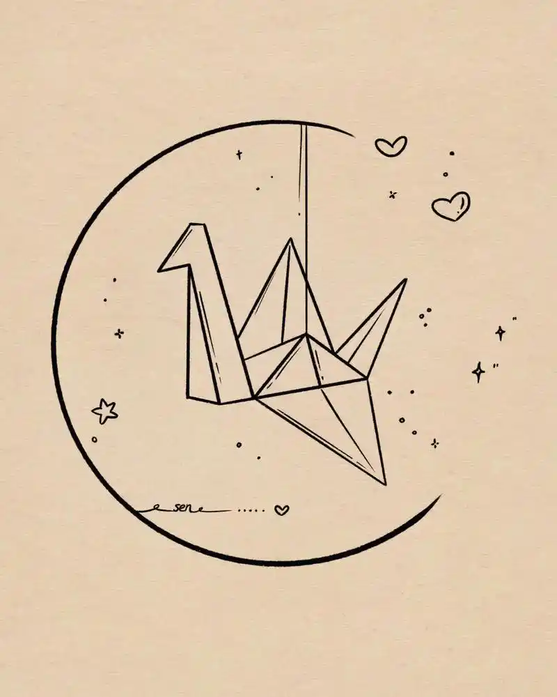 不会折千纸鹤怎么办那就画一个吧