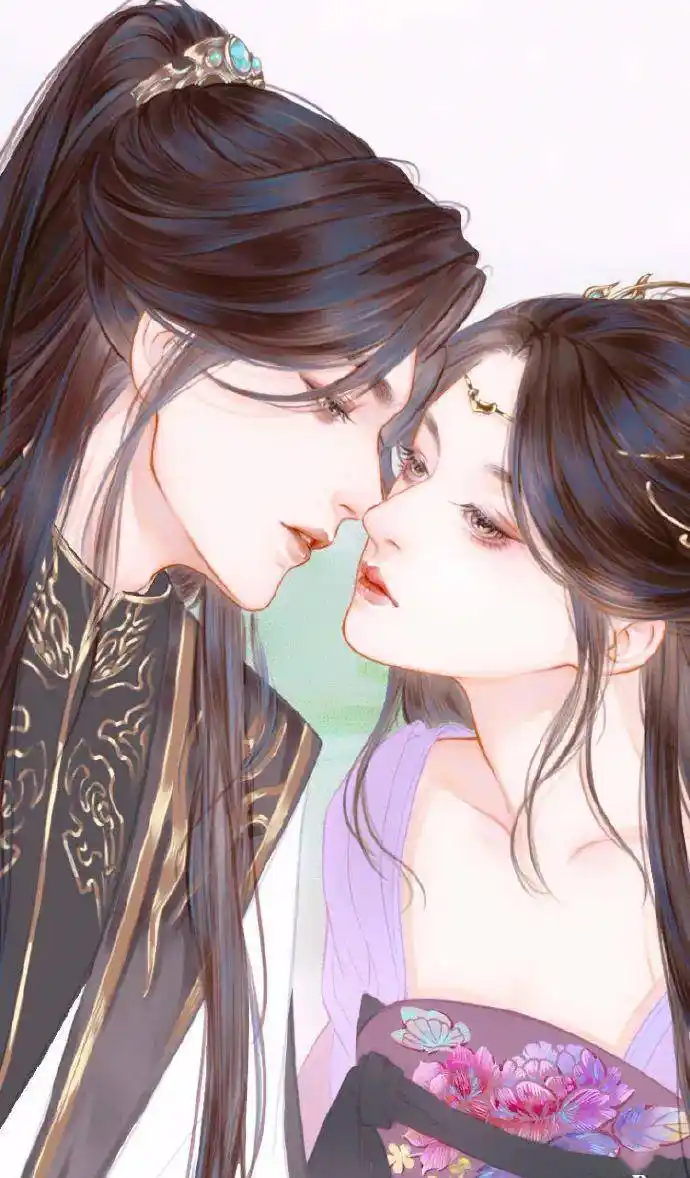 板绘男女组合超级甜的古风插画