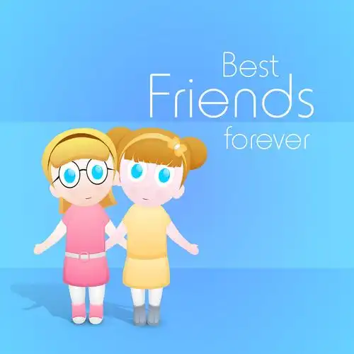 情人节快乐的概念与蓝色背景上的可爱的朋友