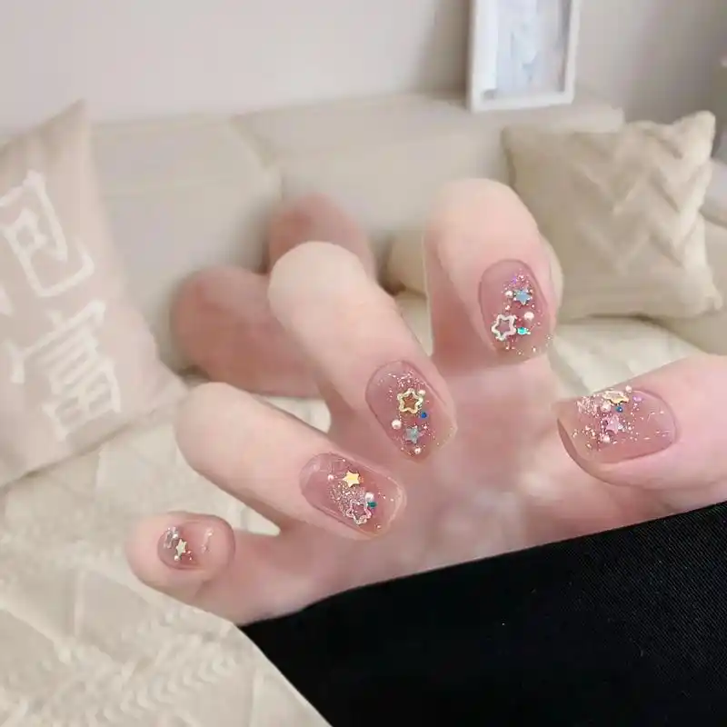 可爱星星82美甲新look短款高级显手白小清新 穿戴甲