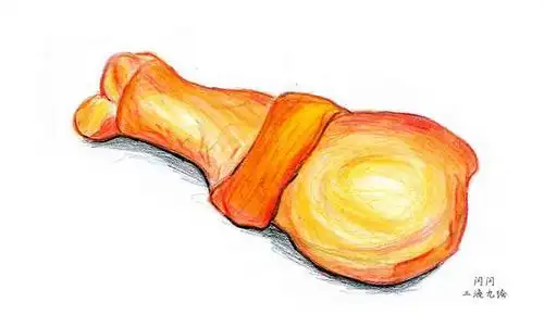 彩铅画:鸡腿
