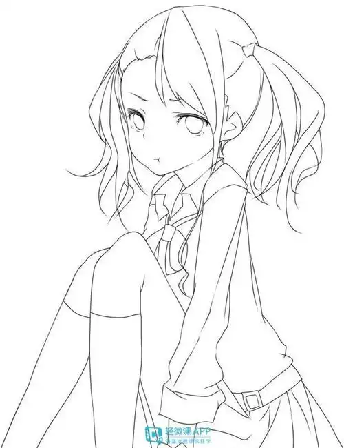 动漫人物线稿全身素材图片-三少插画网