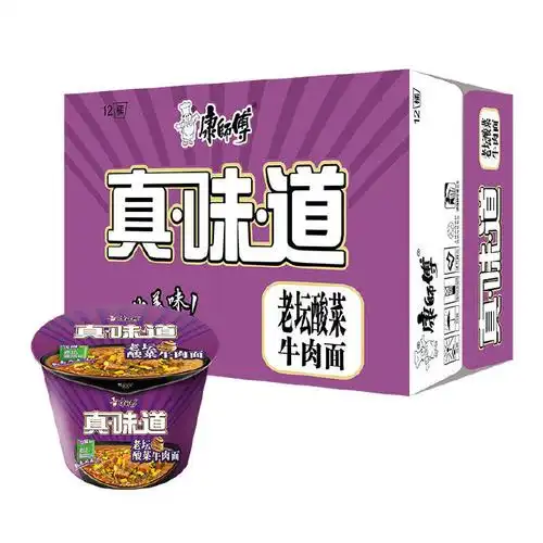 24元】康师傅方便面 真味道 老坛酸菜牛肉面117g*12桶康师傅方便面 真