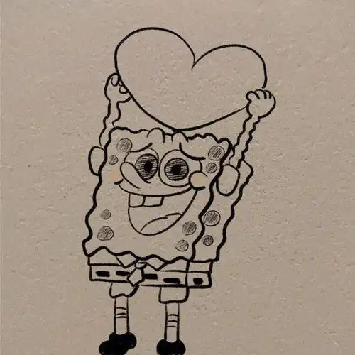 海绵宝宝举心心卡通简笔画教程