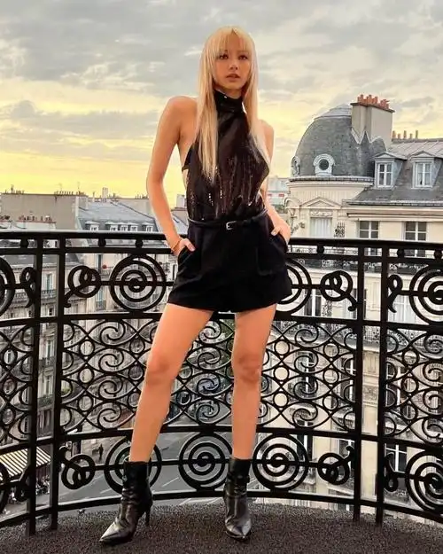 时刻的画报感",对lisa巴黎参加时尚活动时模特般的身材进行了报道