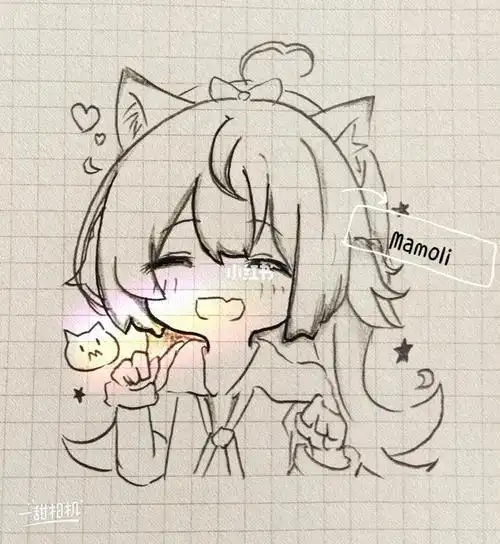 二次元异瞳猫耳少女简笔画
