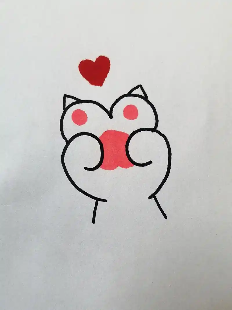 简笔画 萌萌的爪爪,你爱了么.小手一牵岁岁年年#画画  - 抖音