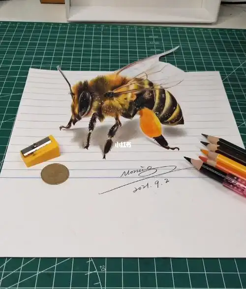彩铅手绘  3d立体画  勤劳的小蜜蜂93完成了73
