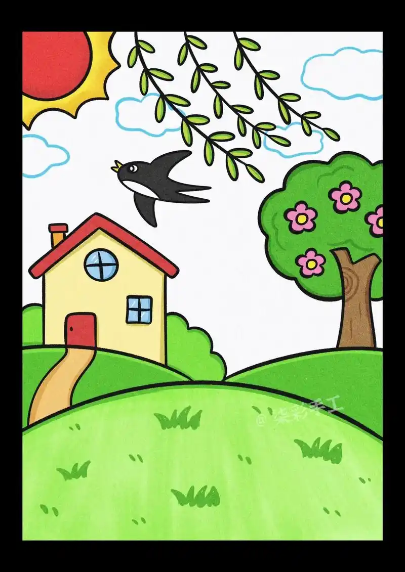 一二三年级画春天画简单又漂亮横着的 - 抖音