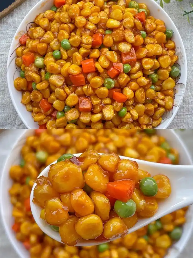 超级开胃下饭菜,糖醋玉米粒.就这玉米做法,好吃到秒变开胃王, - 抖音