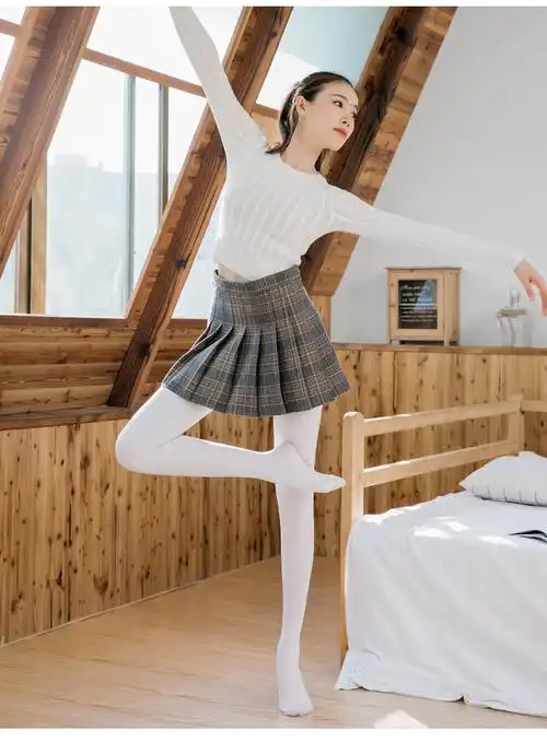 可莉允白色连裤丝袜日系学生可爱秋冬厚加绒袜子打底裤连体女大人舞蹈