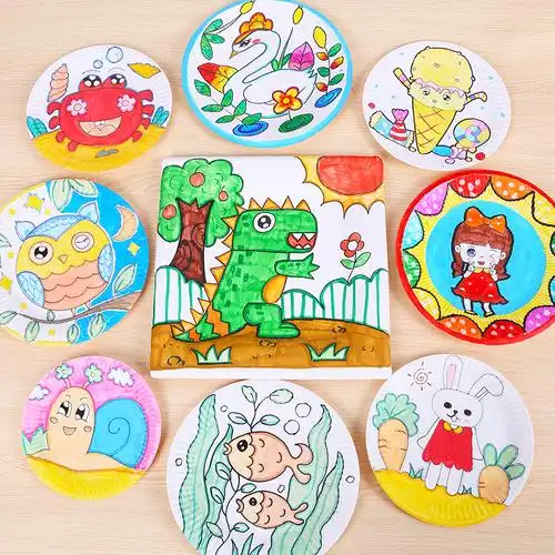 纸盘盘子手工一次性幼儿园绘画diy材料白色方形可降解餐具