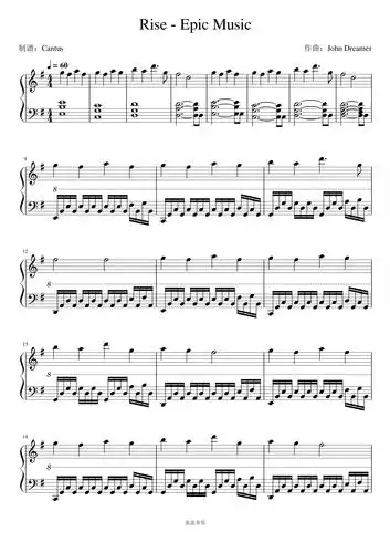 rise - epic music/上升 - 史诗音乐-john dreamer钢琴谱-cantus-虫虫