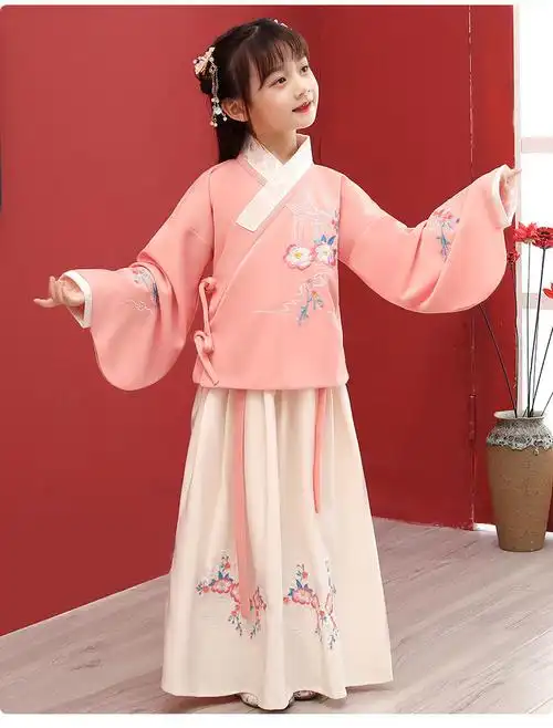 咕咕爱儿童汉服女童古装中国风超仙复古襦裙小女孩唐装交领明制袄裙
