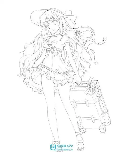 动漫人物线稿全身素材图片-三少插画网