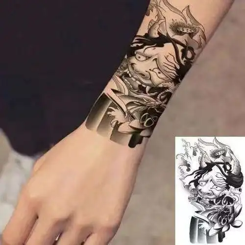 恋依小铺般若纹身贴男小手臂腿部黑色暗黑手臂半臂花臂防水刺青贴q1半