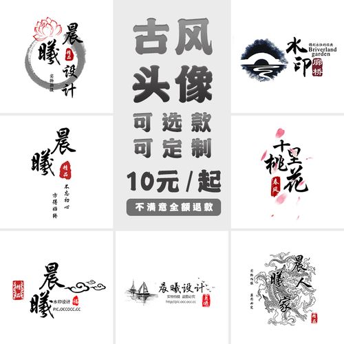 古风水墨 logo标志毛笔字体设计透明水印校徽快手抖音vx头像 定制