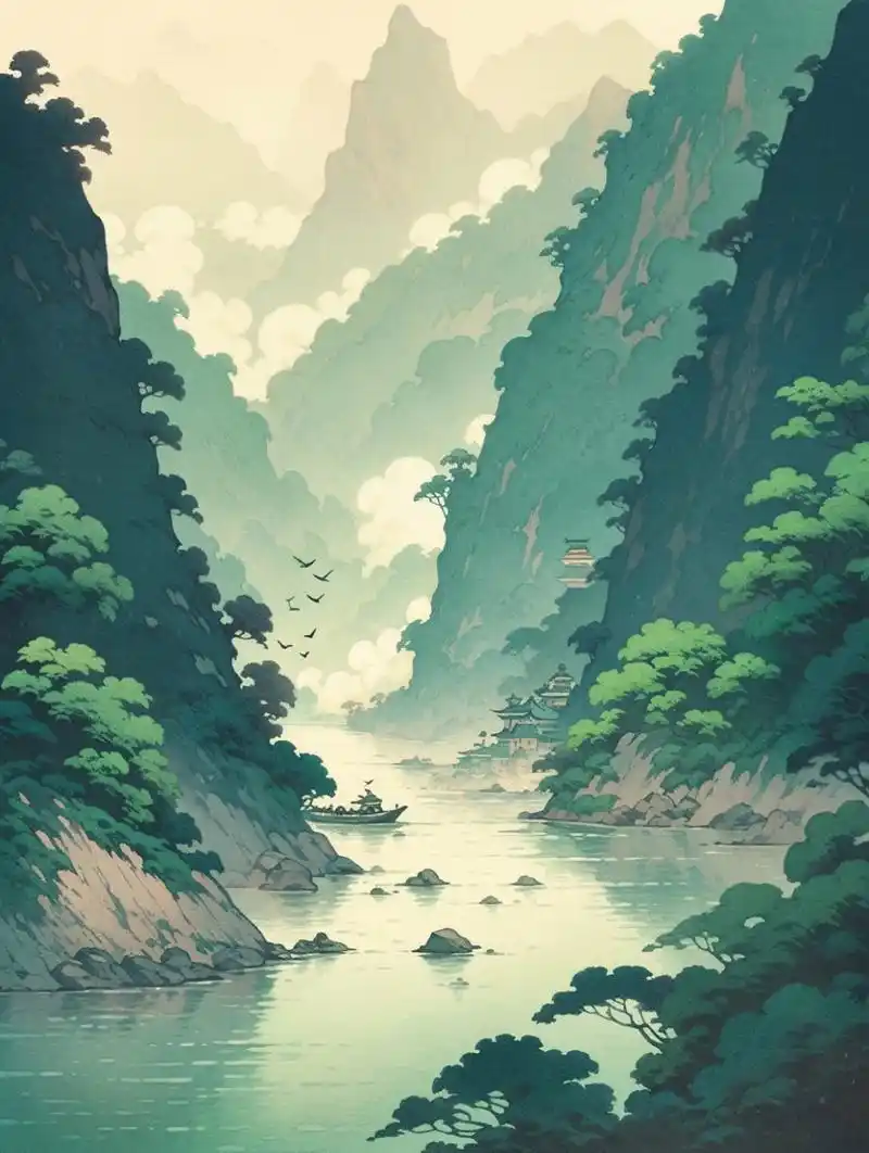 古风壁纸|湖光秋月两相和 潭面无风镜未磨,遥望洞庭山水翠,白银盘里一