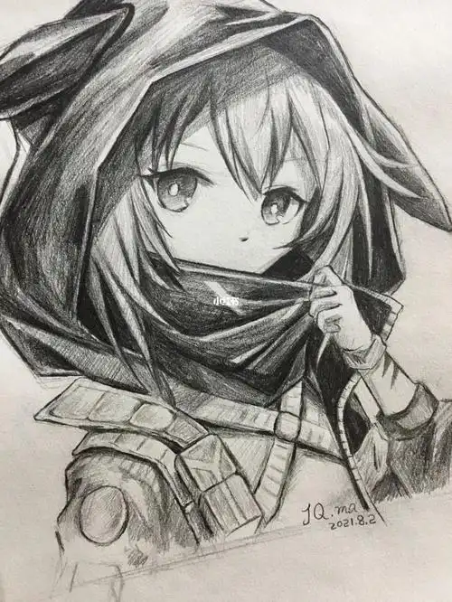 漫画素描动漫黑白线稿