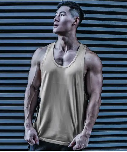 bv潮牌健身服运动跑步训练健美肌肉撸铁狗吊带宽松无袖弹力背心男 浅