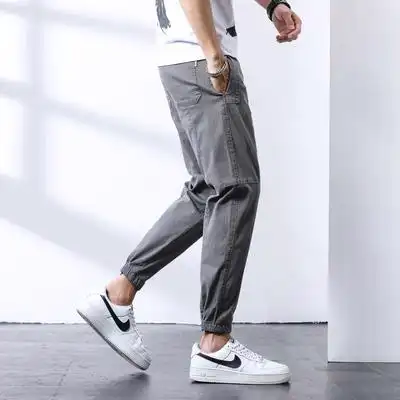 2021夏新款松紧腰弹力束脚牛仔裤男休闲裤男潮流男裤kuo5320