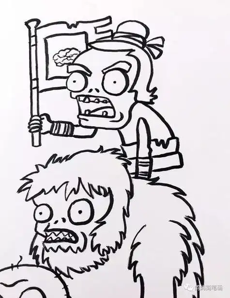 红眼巨人僵尸简笔画