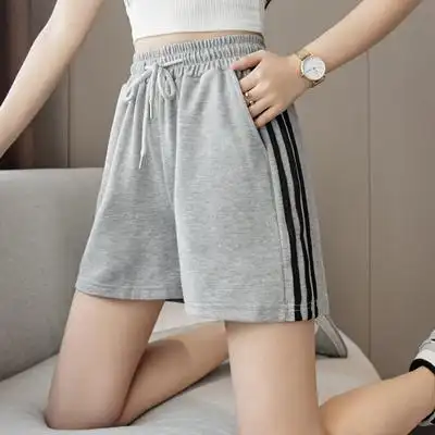 实拍 运动短裤2021新款女夏宽松外穿跑步阔腿ins潮三分休闲裤