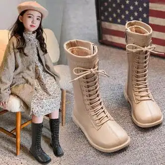 小女孩靴子长款女童长筒靴春秋儿童高筒秋冬2022新款女孩公主中筒大童