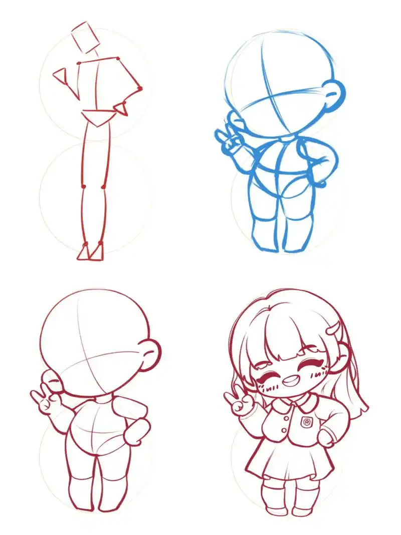 q版人体动态 | 二头身 | 打卡4