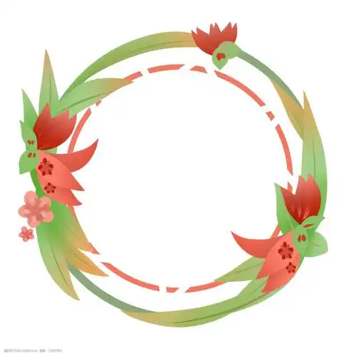 唯美的圆形花环插画