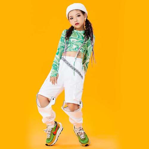 儿童演出服爵士舞架子鼓套装女童嘻哈街舞走秀表演服女孩舞蹈服酷