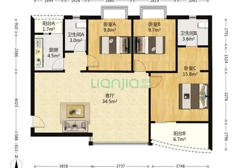 国泰豪园3室1厅2卫108平米装修案例-国泰豪园-一起装修网