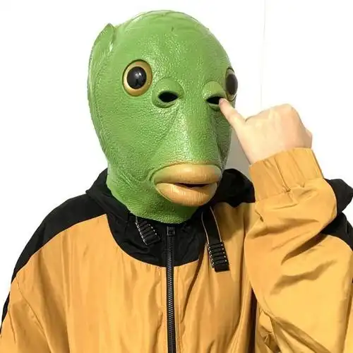 鱼头头套面具万圣节愚人节抖音网红搞怪沙雕捣乱逗具鱼人绿色派对