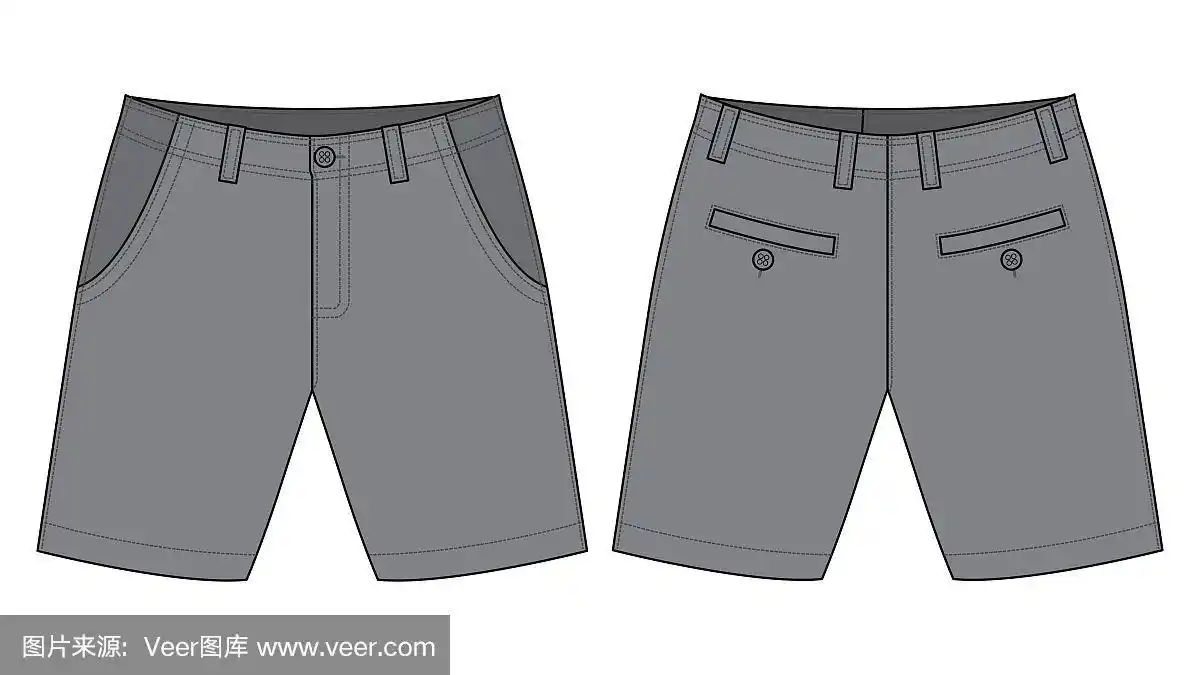短灰色裤子矢量模板