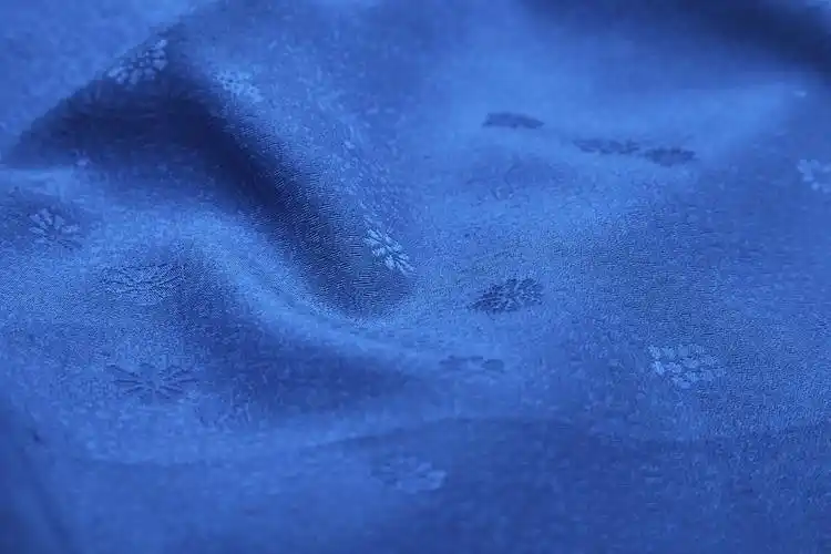 正绢宽幅改良皇室菊小花纹汉服旗袍真丝面料宝蓝色显白中国风