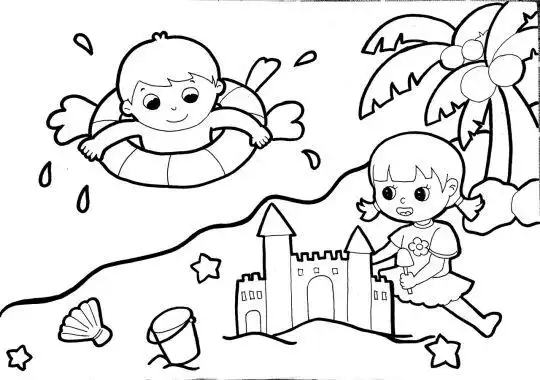 沙滩怎么画简笔画图片