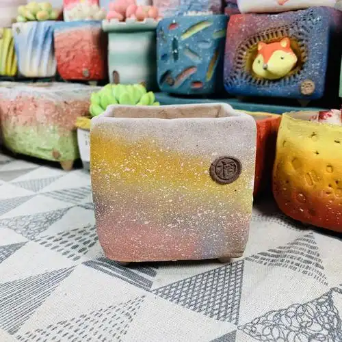 格调花器木栖黑科技手工多肉花盆星空系列小方花盆