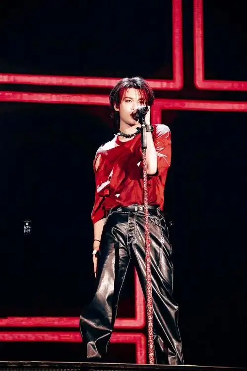 黄明昊演唱会红发饭拍