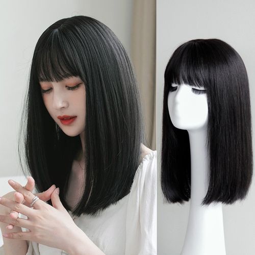 正品齐刘海假发短发 圆脸女生中短发发型逼真自然少女学生头假发