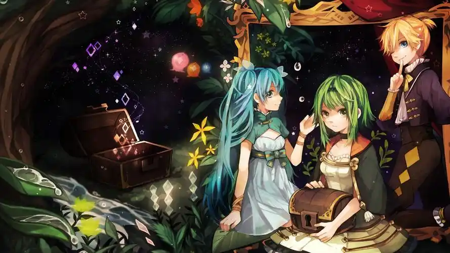 初音未来 三个动漫女孩 壁纸 - 1920x1080