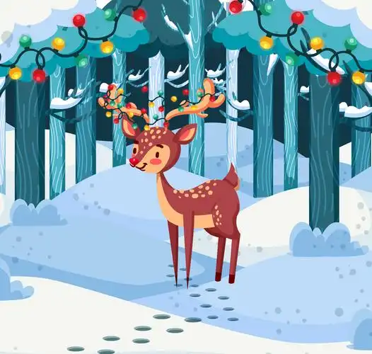 卡通森林里的梅花鹿矢量素材